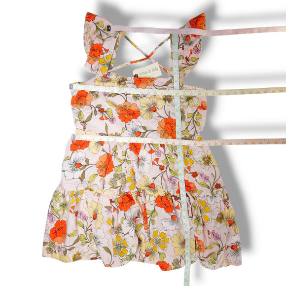 NWT B.O.G. Lottie & Holly Floral Tiered Mini Dress Sz. L [12] Pink Orange - Picture 5 of 6